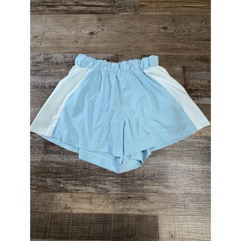 Athleta Girl Blue White Colorblock Active Shorts Size M 8-10 Elastic Waist